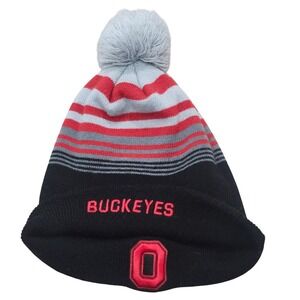 Ohio State Buckeyes Pom Beanie Knit Cap Hat Adult OSU Scarlet‎ Gray